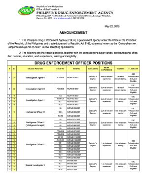 PDEA Salary Grade and Ranks .